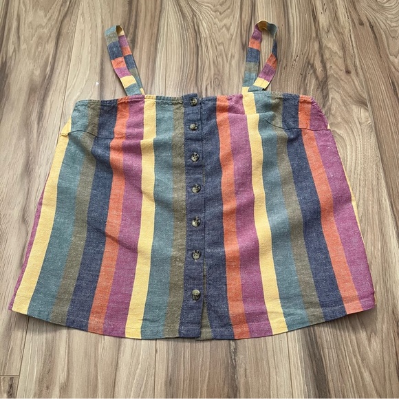 Rainbow Stripe Button-Front‎ Tank Top - Picture 2 of 10